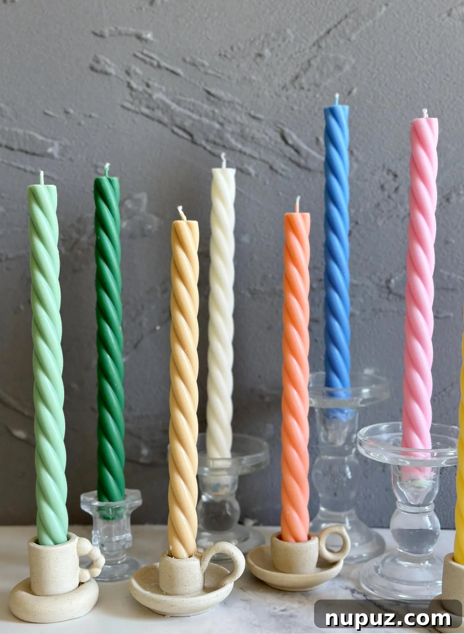 Vibrant Summer Living: Colorful Home Style 2 Spiral Candles - colorful home design ideas