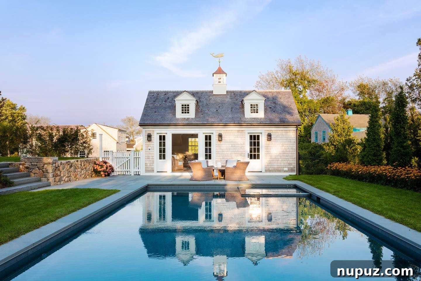Beautiful Chatham beach house pool house and outdoor living area