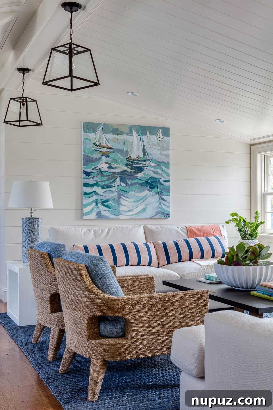 Spacious Chatham beach house living room with ample seating