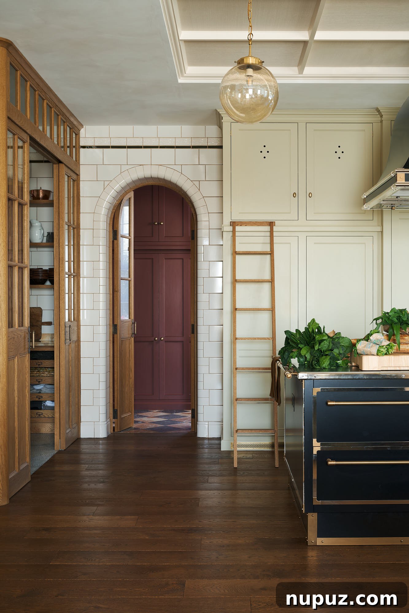 Enduring Kitchen Aesthetics for Your Dream Renovation 6 Arched doorway revealing a dark, rich storage area and a unique dog drinking station