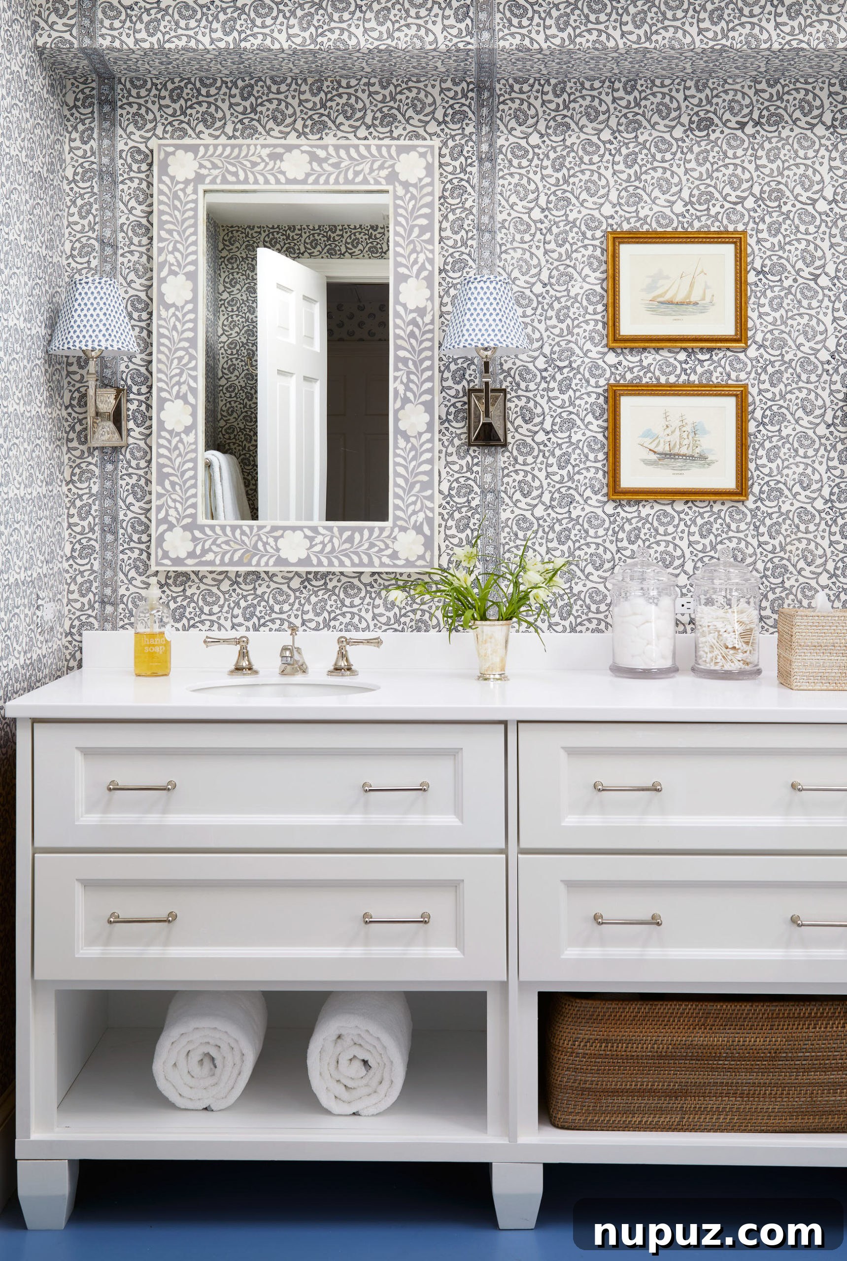 Lilse McKenna's use of wallpaper is a highlight in adding character. Photos by Read McKendree, Styled by Alexandra Morris, Construction & Contracting by RB Wood Contracting.
