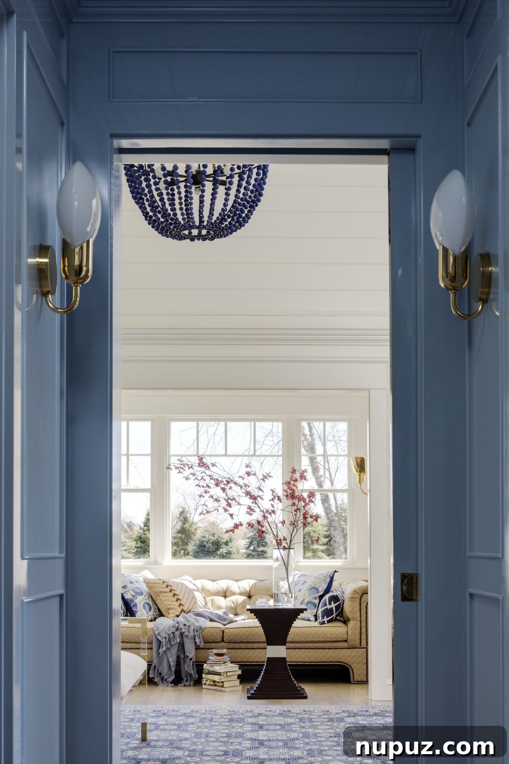 Charming coastal mudroom or entryway with storage solutions and practical elements for beach living