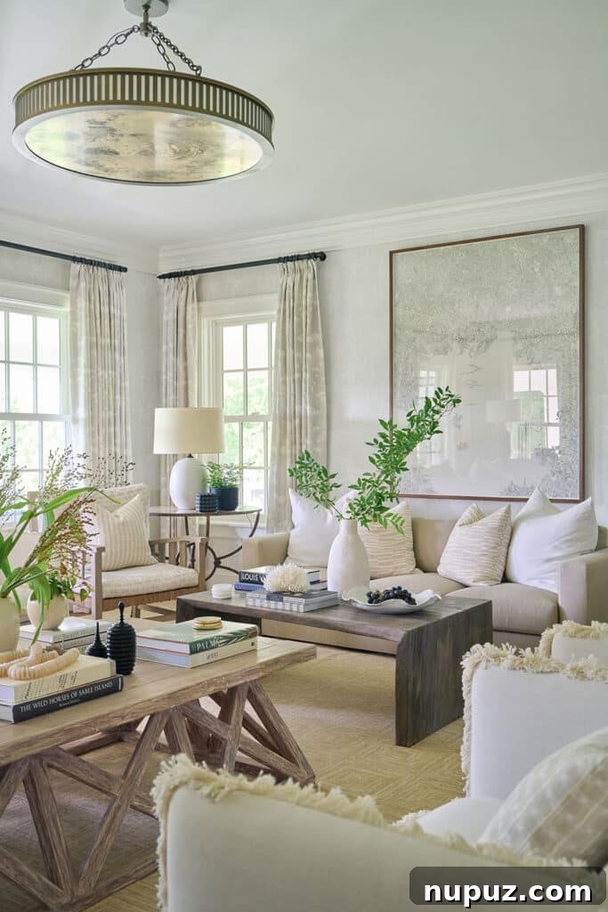 Serene and sophisticated neutral living room by Nina Liddle Design, showcasing luxurious textures and a harmonious palette, photographed by Jane Beiles.