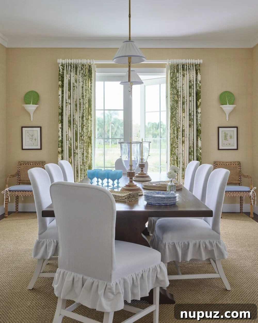 Kara Miller's Farmhouse Retreat 6 A stunning, well-appointed kitchen showcasing modern appliances, ample counter space, custom cabinetry, and elegant finishes in Kara Miller's farmhouse design. Photography by Brantley Photography.