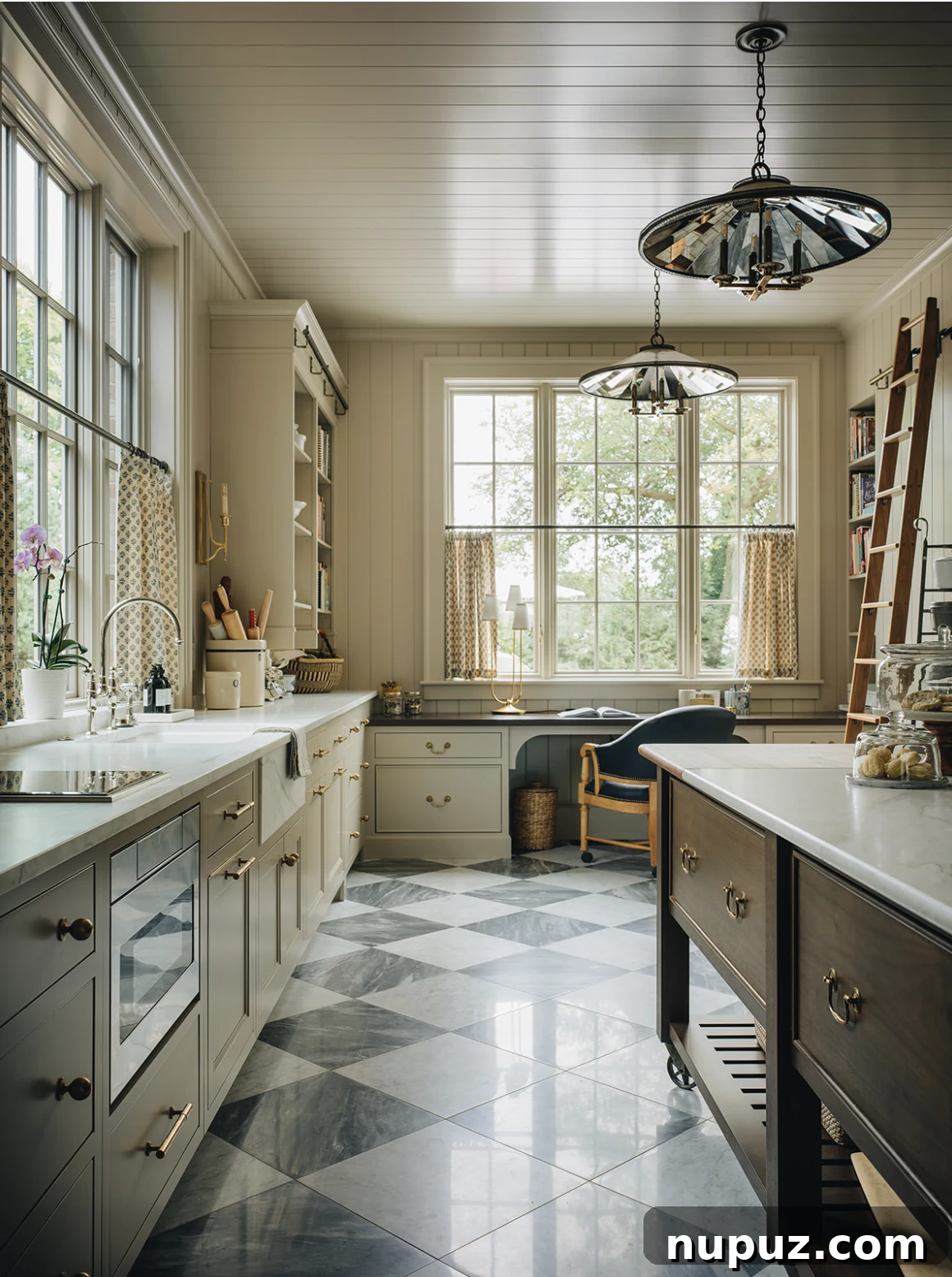 Infuse Your Space with Soul: Creative Home Decor Inspirations 10 Close-up of the butler's pantry's exquisite black and white marble tile work, showcasing fine craftsmanship and timeless appeal.