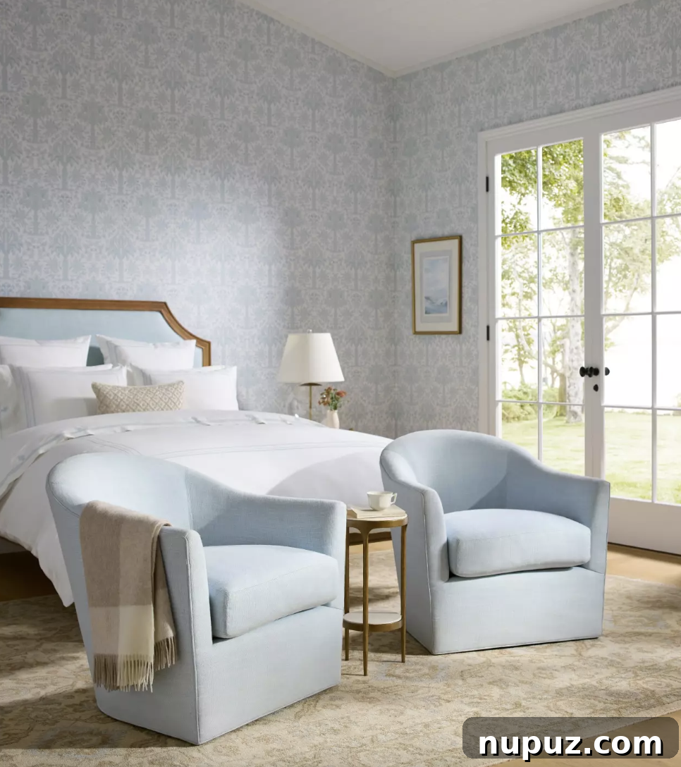 Nate Berkus Design Masterpiece: An Exclusive Home Tour 2 Serena & Lily designed bedroom - looks like a Nate Berkus designed home, featuring serene coastal colors, textured bedding, and natural wood accents