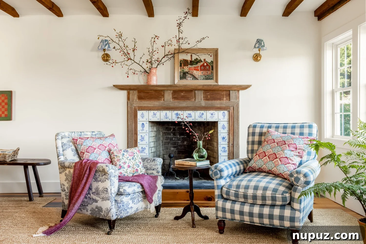 Discover 6 cozy home decor tips to make your home inviting. From simple decor updates to warm lighting ideas, create a space you’ll love! Ariel Okin Interior Design | Julie Leffell Photography - love the warmth of the wood beams in the living room