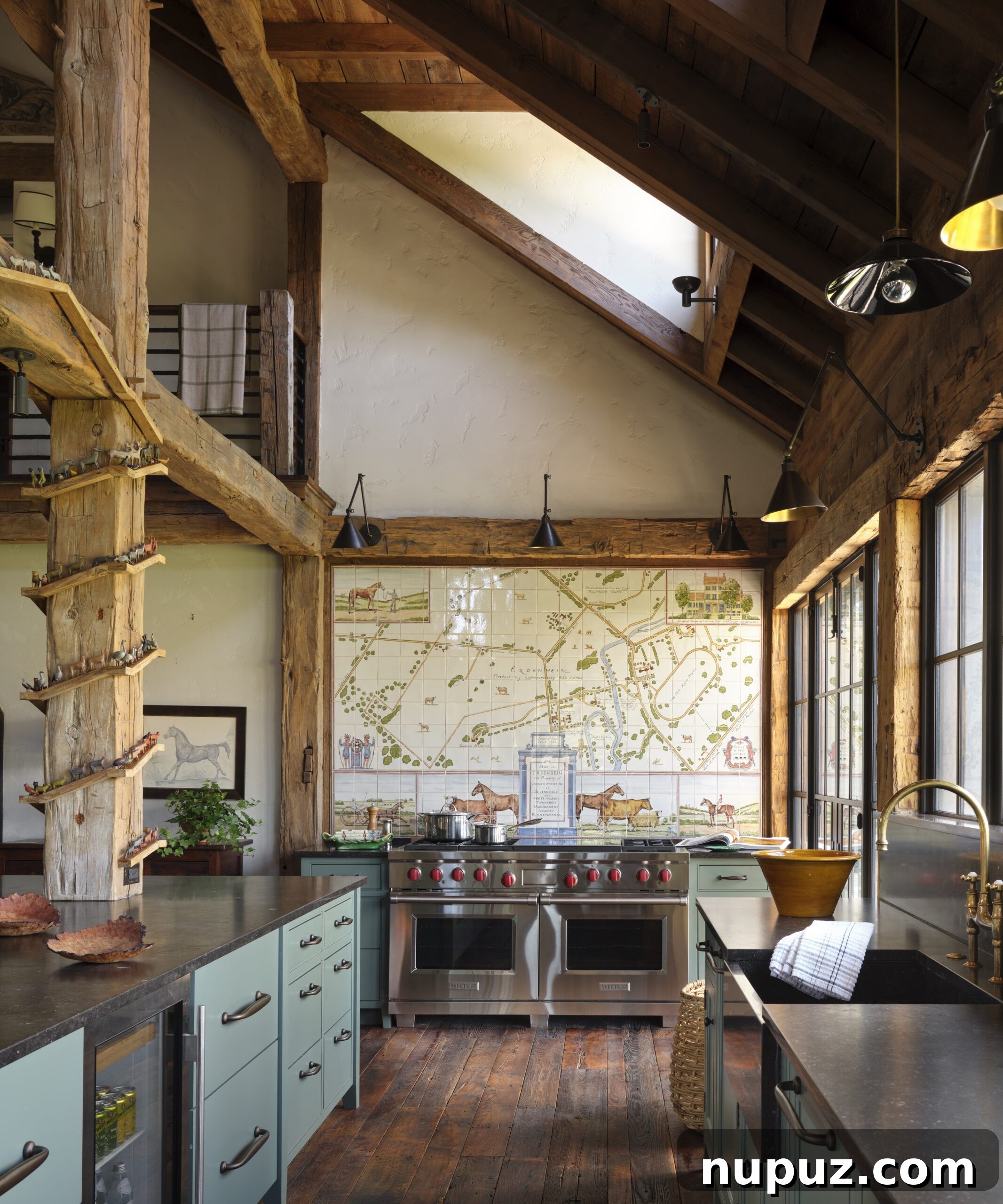Effortless Elegance: Tom Scheerer's Interior Design Insights 4 Tom Scheerer's STILL DECORATING features a beautiful kitchen with charming sage green cabinets and rustic wood beams, showcasing practical elegance and inviting design.