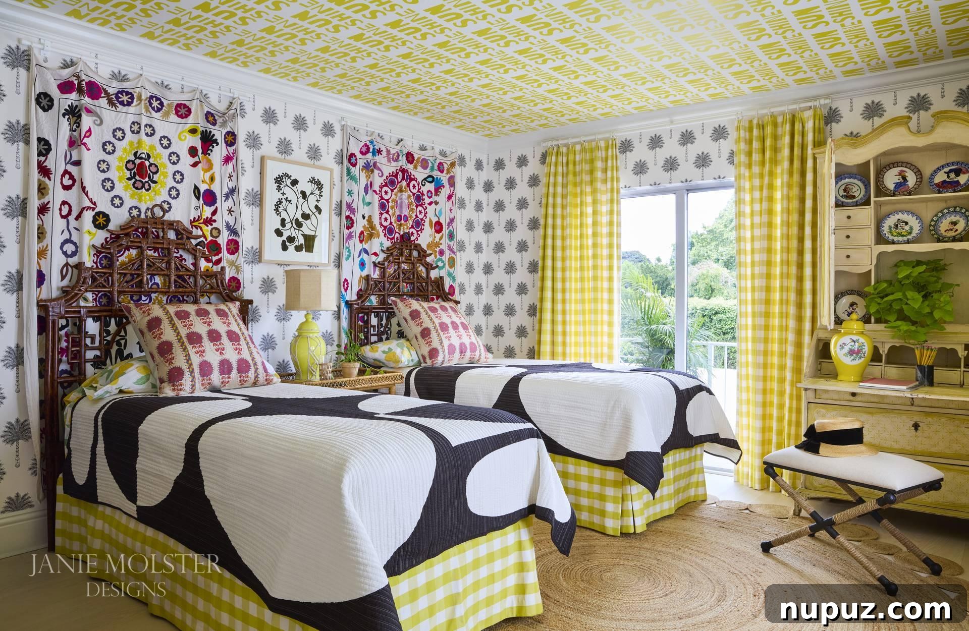 Vibrant Interiors that Spark Happiness 11 Vibrant home library or reading nook with custom shelves and plush seating.
