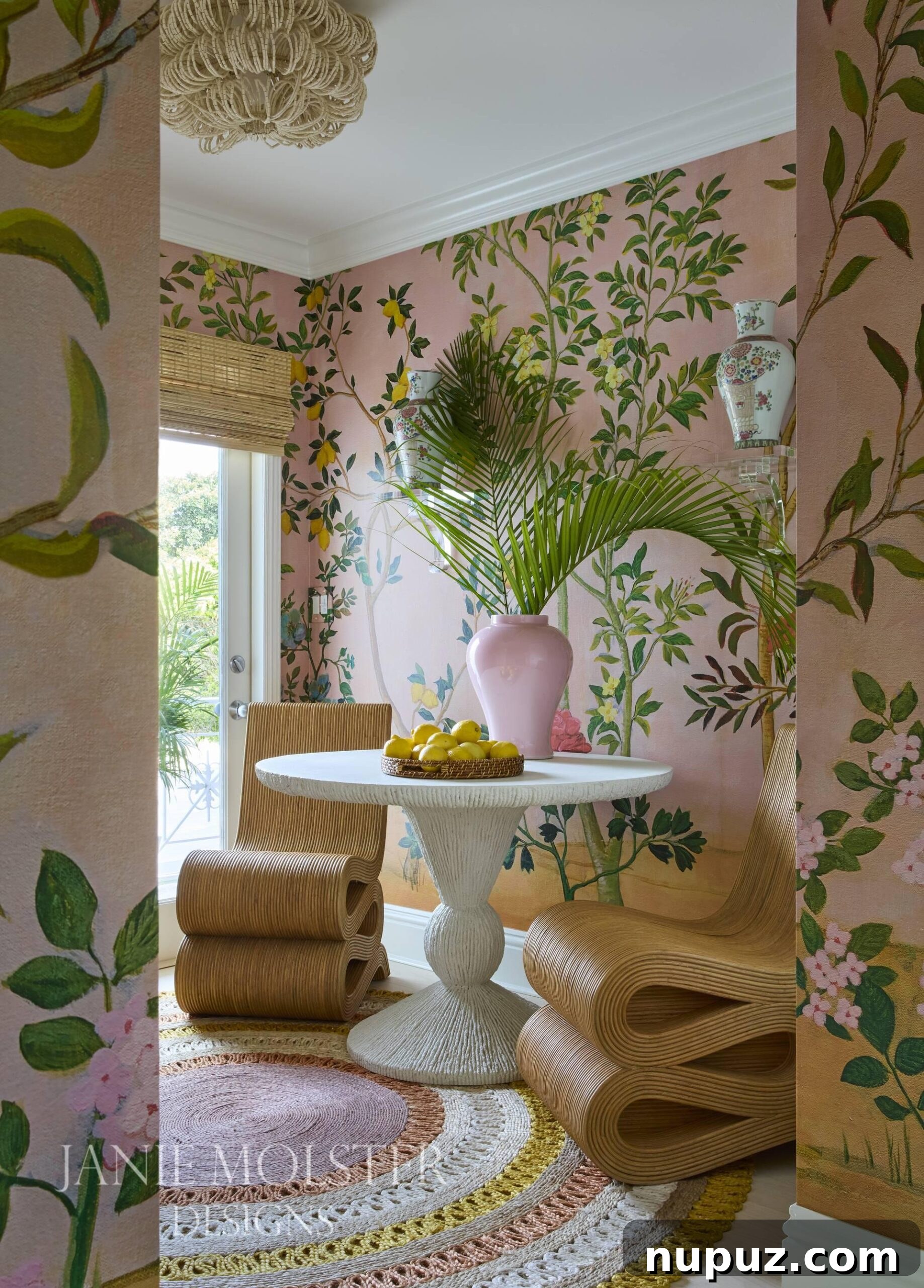 Vibrant Interiors that Spark Happiness 5 A chic bedroom featuring bold wallpaper and contrasting textiles in a Janie Molster design.