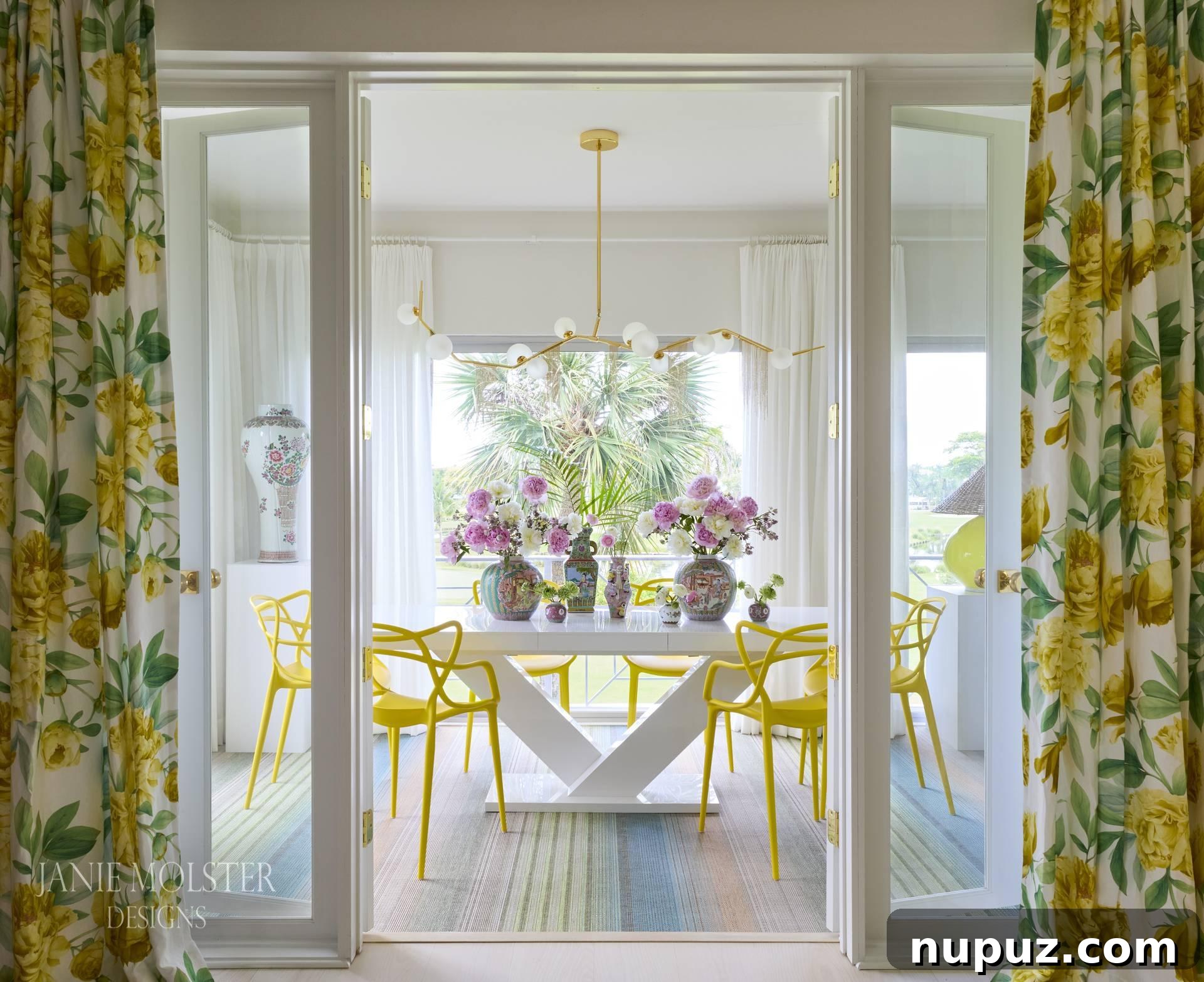 Vibrant Interiors that Spark Happiness 7 Eclectic home office or study space with a mix of patterns and textures by Janie Molster.