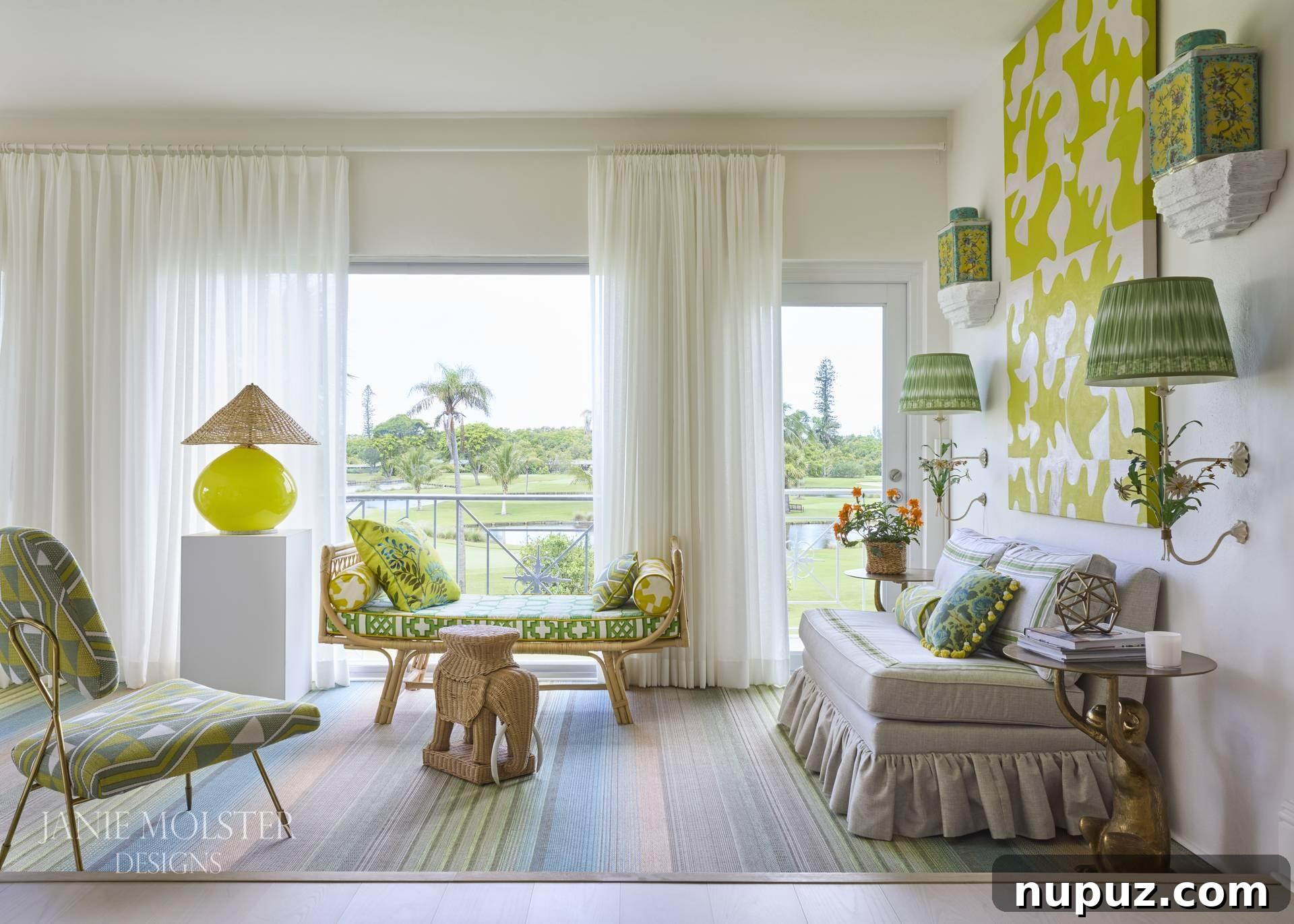 Vibrant Interiors that Spark Happiness 9 A luxurious bathroom with designer touches and bright color elements in a Palm Beach home.