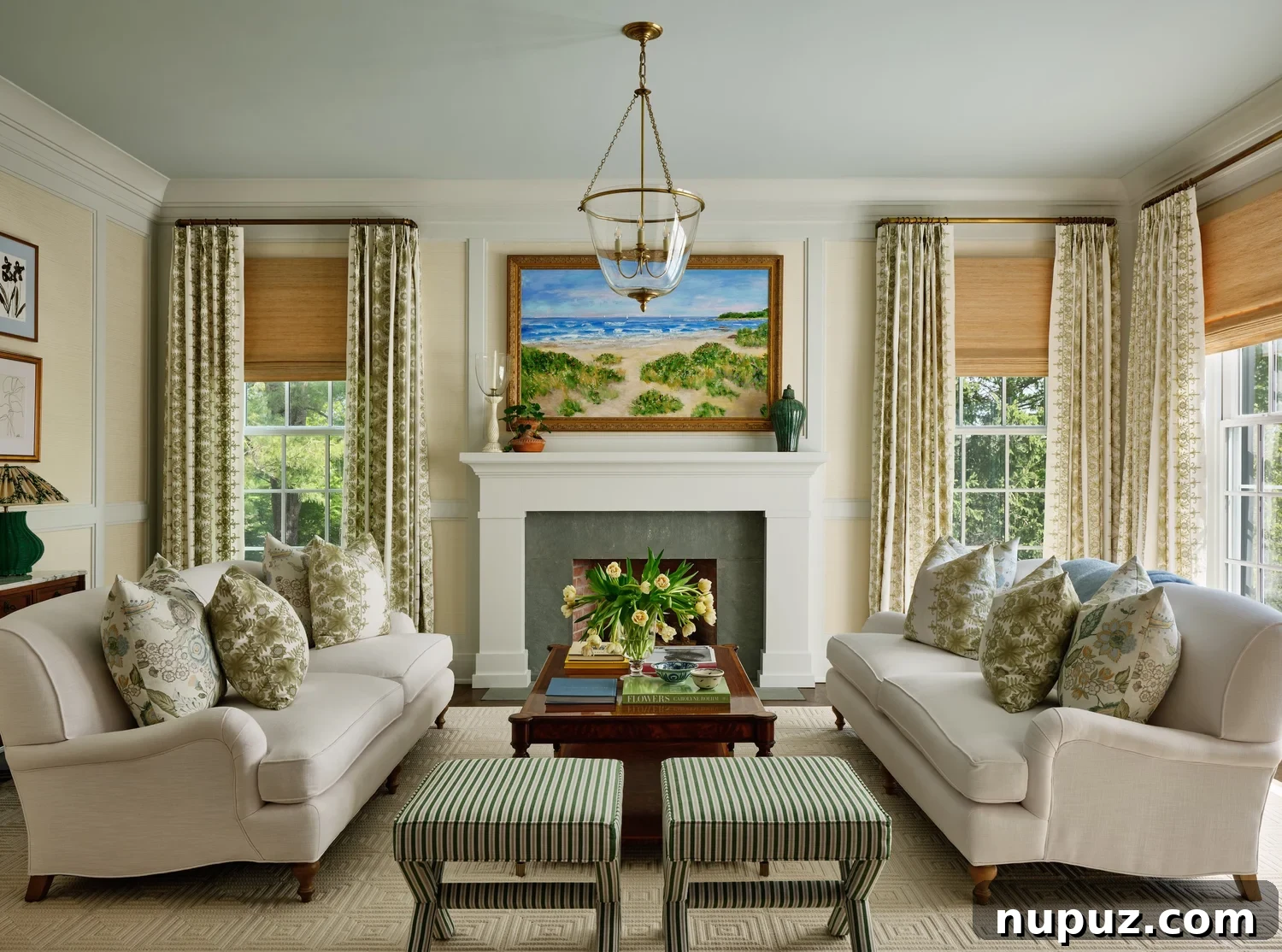 Home Goals: Design Your Best Year Yet 5 A stylish seating area with a patterned armchair and a side table, showcasing intricate details and a harmonious blend of textures typical of Ariel Okin's designs.