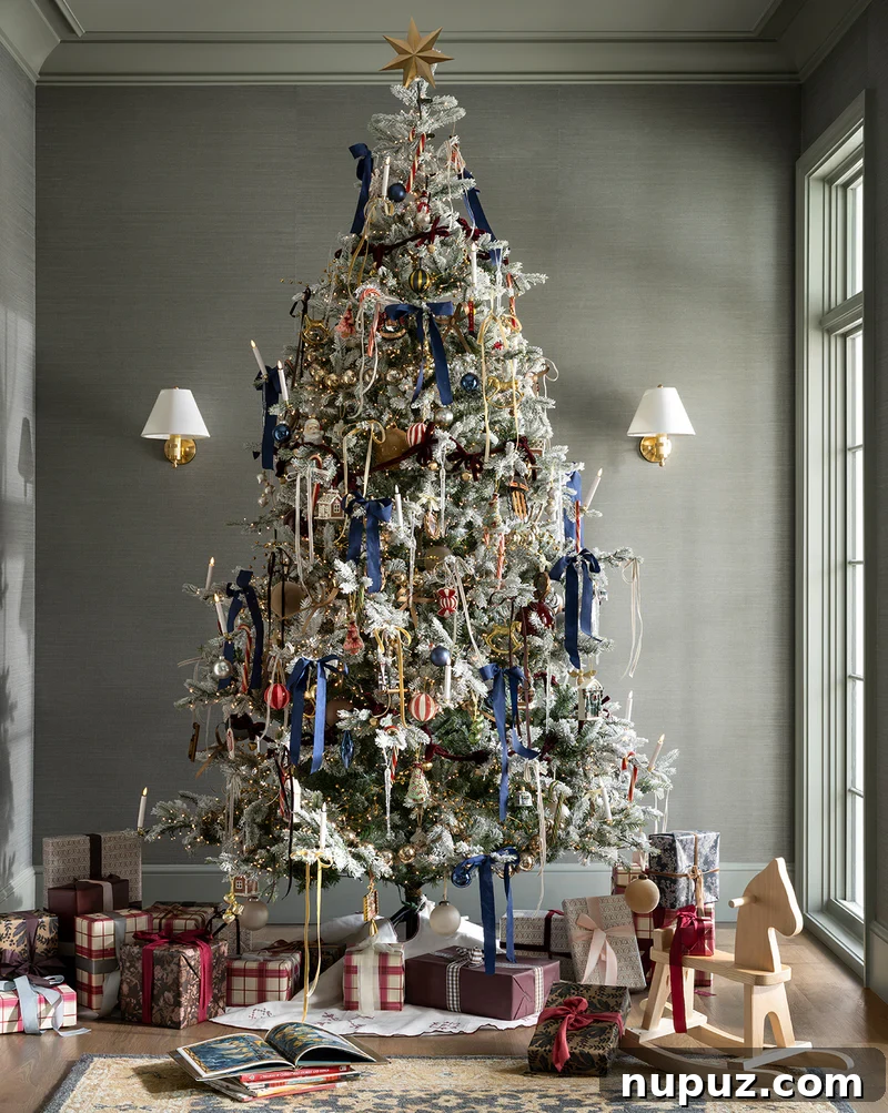 A contemporary and chic Christmas tree featuring a refined color palette, characteristic of Studio McGee's minimalist holiday style.