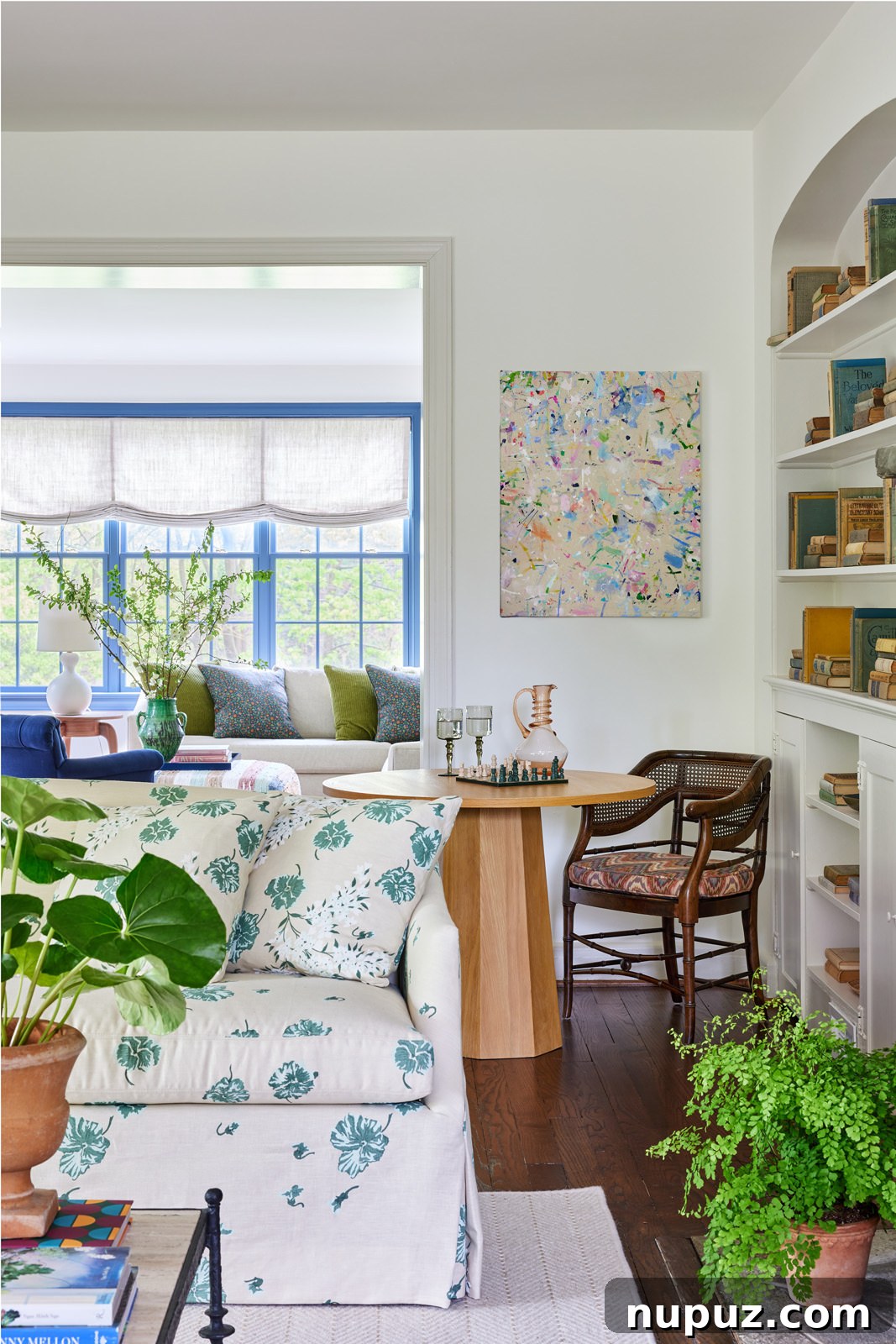 Inspiring Interiors: Designs That Breathe Freshness 6 Jennifer Hunter's elegant entryway or hallway design, featuring a console table, curated decor, and striking wall art, making a grand first impression. Photo by Kirsten R Francis, styling by Frances Finds.