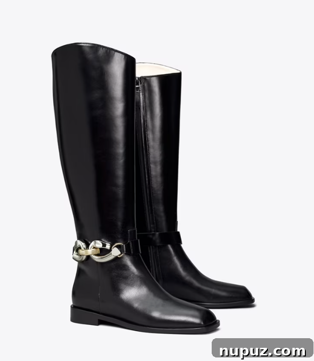 EXTRA 25% Off Sale - Tory Burch black flat boots perfect for wearing at your charming farmhouse