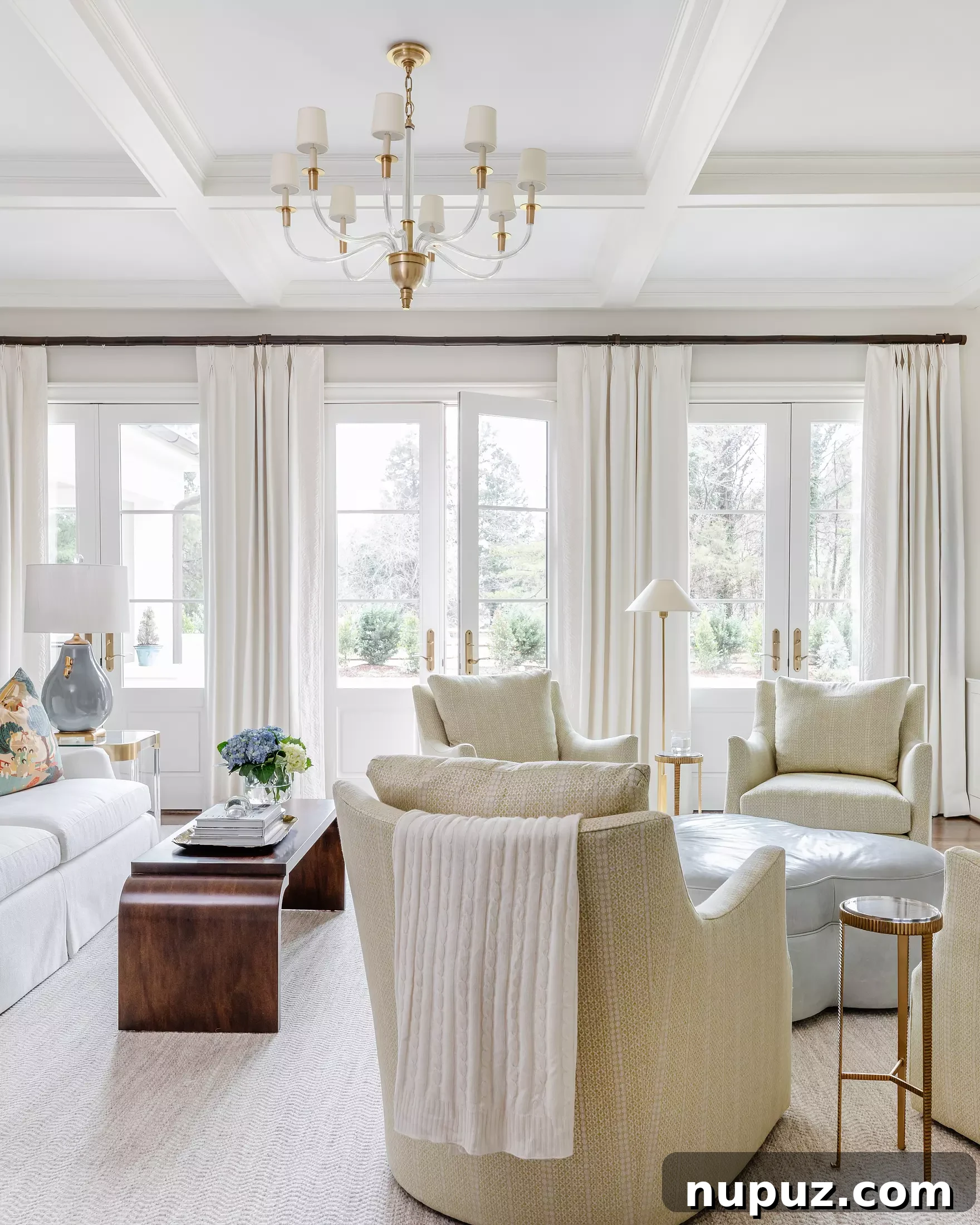 Calm and inviting neutral-toned living space, exemplifying timeless design by Georgia Street Design, photographed by Laura Sumrak.
