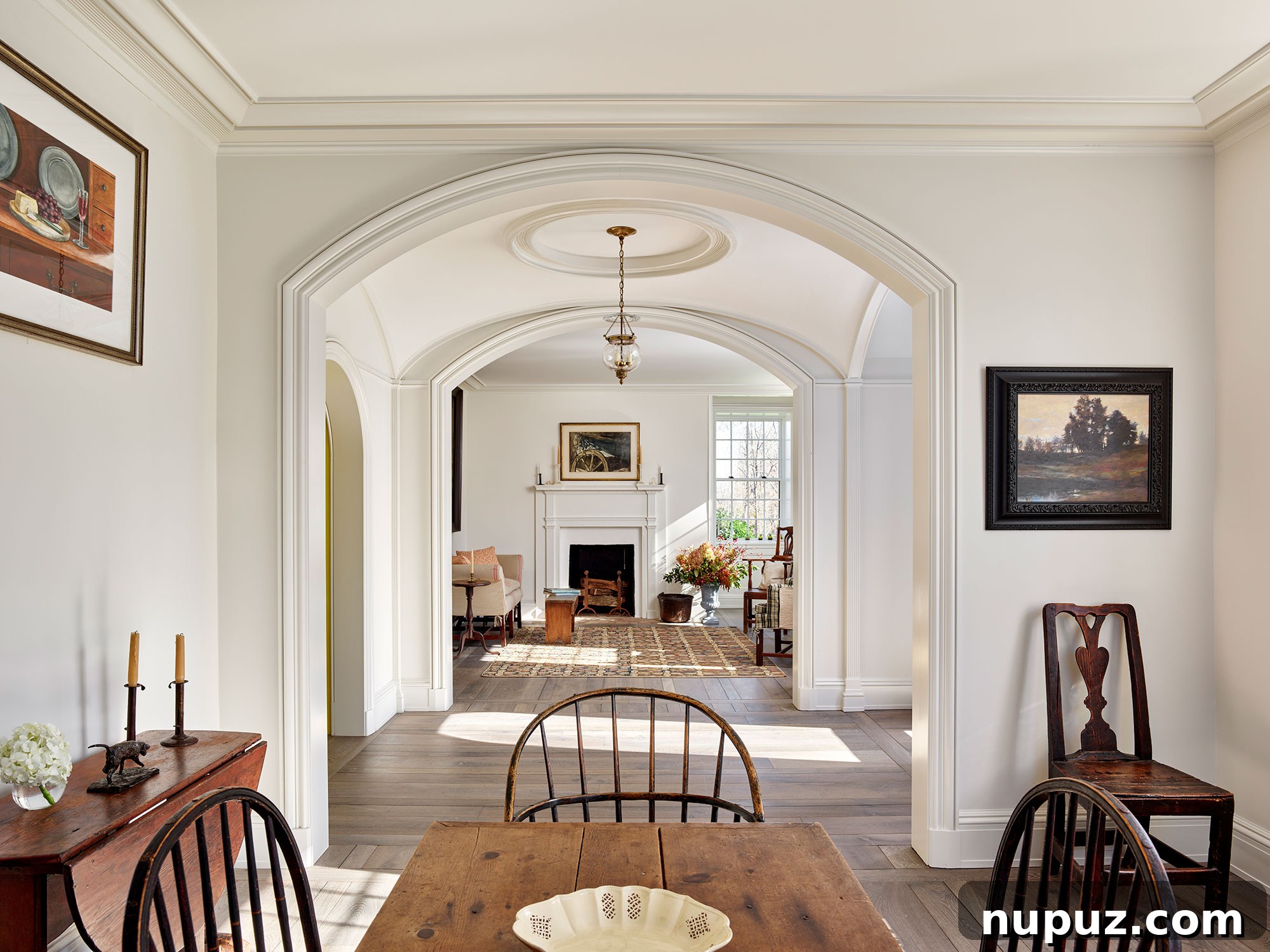 Fresh Interior Aesthetics for 2026 10 Another perspective of the inviting farmhouse dining room, emphasizing comfort and style.