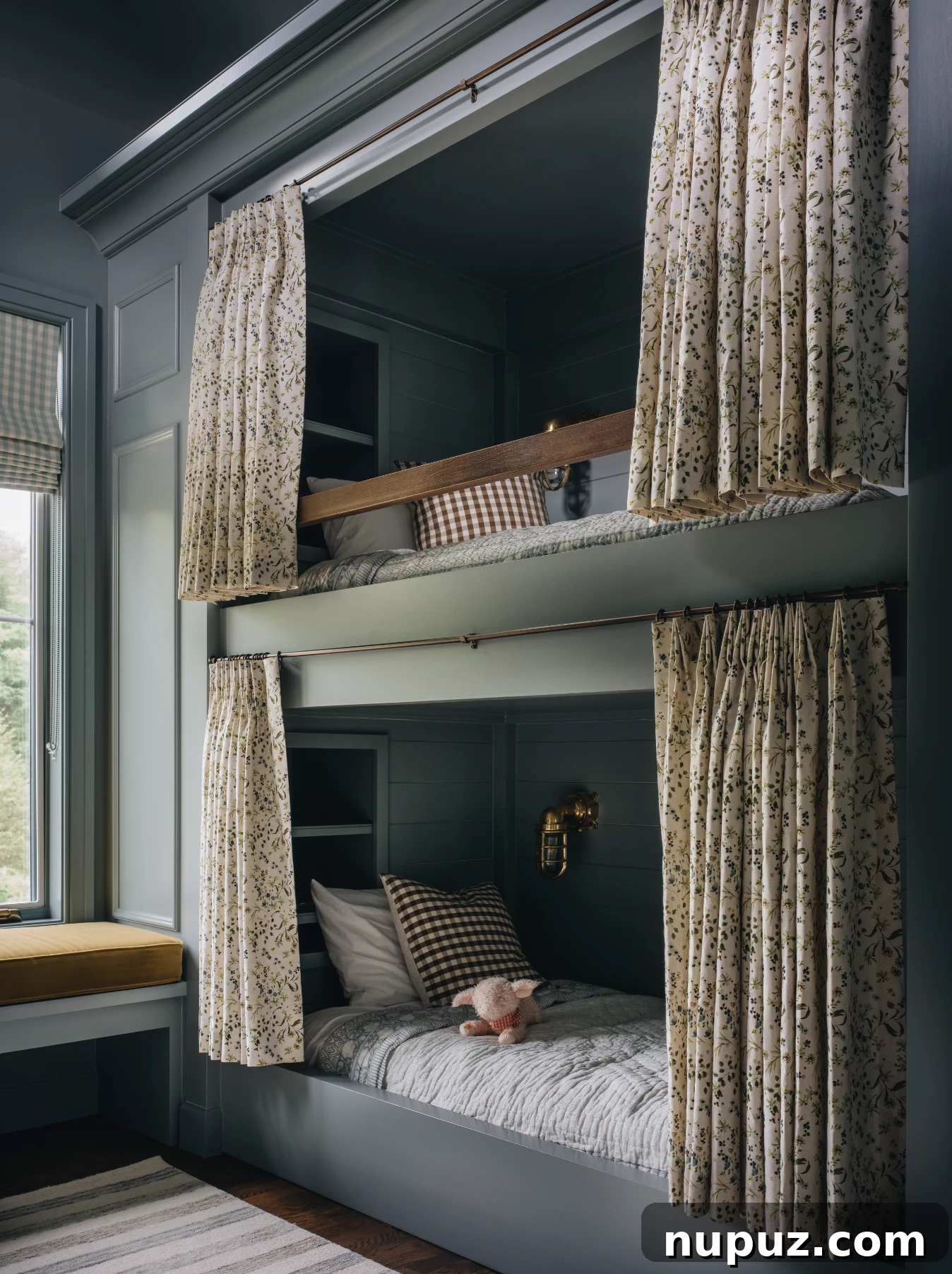 Cultivating Comfort: 15 Cozy Home Decor Ideas 14 Jean Stoffer Design creates homes with that certain undefinable something. Stoffer Photography Interiors - love the built in bunks drenched in moody blue