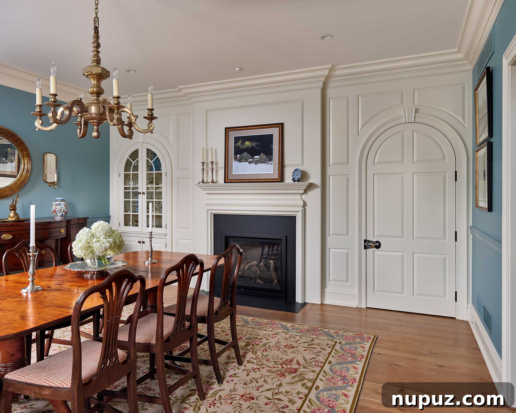 Interior view of a spacious and inviting living area in the stone farmhouse, showcasing elegant furnishings and natural light