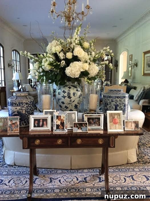 The Enchanted Home's Blue and White Spell 3 Sophisticated blue and white living room with classic furnishings