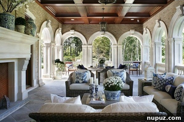The Enchanted Home's Blue and White Spell 4 Charming blue and white porch decor for outdoor living