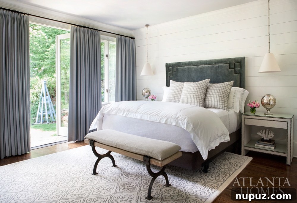Atlanta Homes & Lifestyles | INTERIOR DESIGN Meridy King, Meridy King Interiors.| LANDSCAPE ARCHITECTURE Adriana Hernandez, Arcoiris Design Gardening | ARCHITECT Bill Edwards, Edwards Architecture Ltd. | Photography: Erica George Dines bedroom -Upscale Charm in this Fabulous Atlanta Home