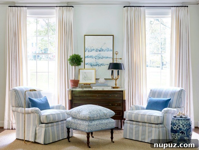 abstract-art in blue and white living room Sarah Bartholomew Interior Design