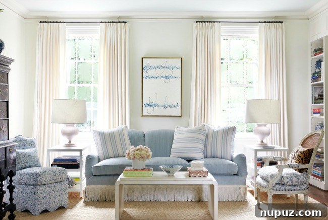 blue and white living-room Sarah Bartholomew Interior Design