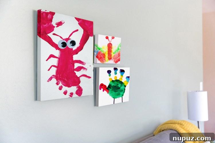 Children's artwork beautifully transformed into a professional canvas print by Mixbook, an ideal personalized gift for grandparents and parents