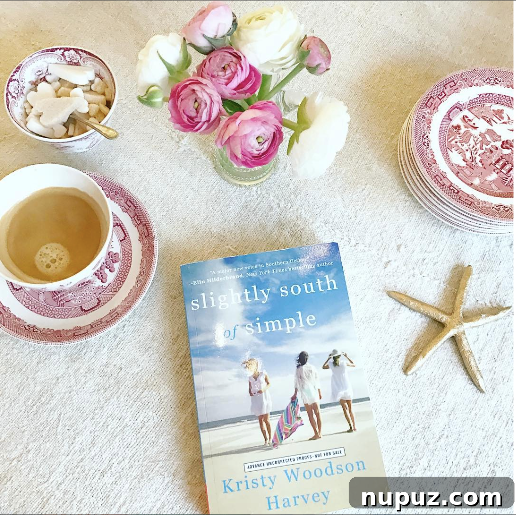 Timothy Brown Studio: Elevated Aesthetics 14 Kristy Woodson Harvey's book 'Slightly South of Simple' with a teacup and flowers, as reviewed by Jeanne McKay Hartmann