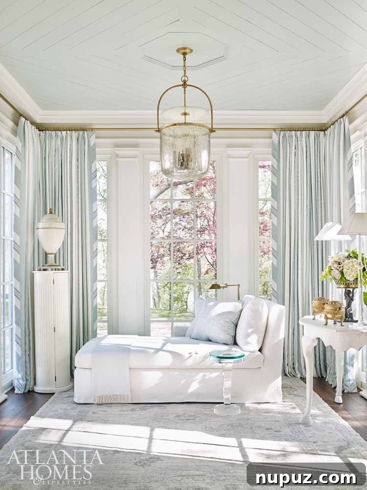 2017 Southeastern Designer Showhouse master bedroom with chaise lounge