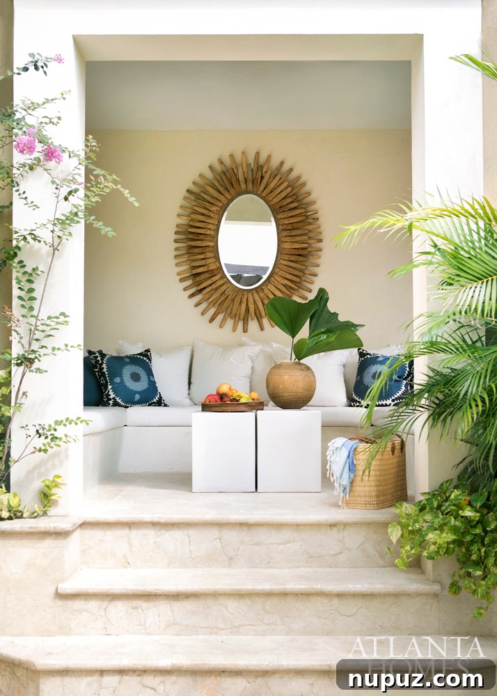 Costa Rica Dream Home Unveiled 12 Stunning natural stone covered porch and outdoor lounge area at a luxurious Costa Rican beach house.