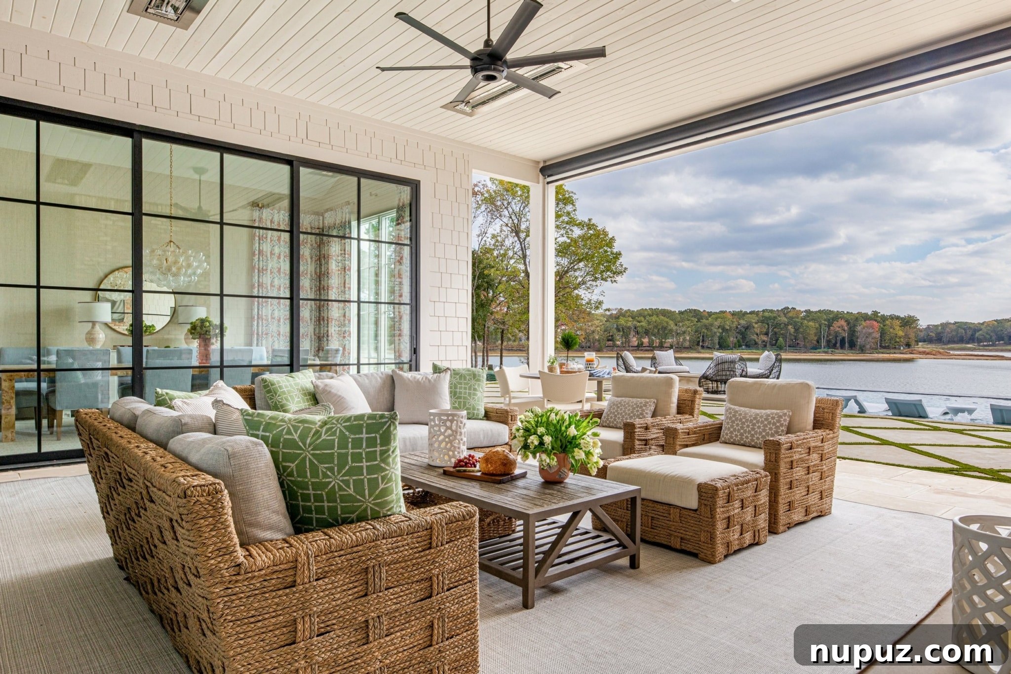 A Journey Through Long Cove's Oasis Home 6 Elegant dining area with panoramic lake views, perfect for entertaining