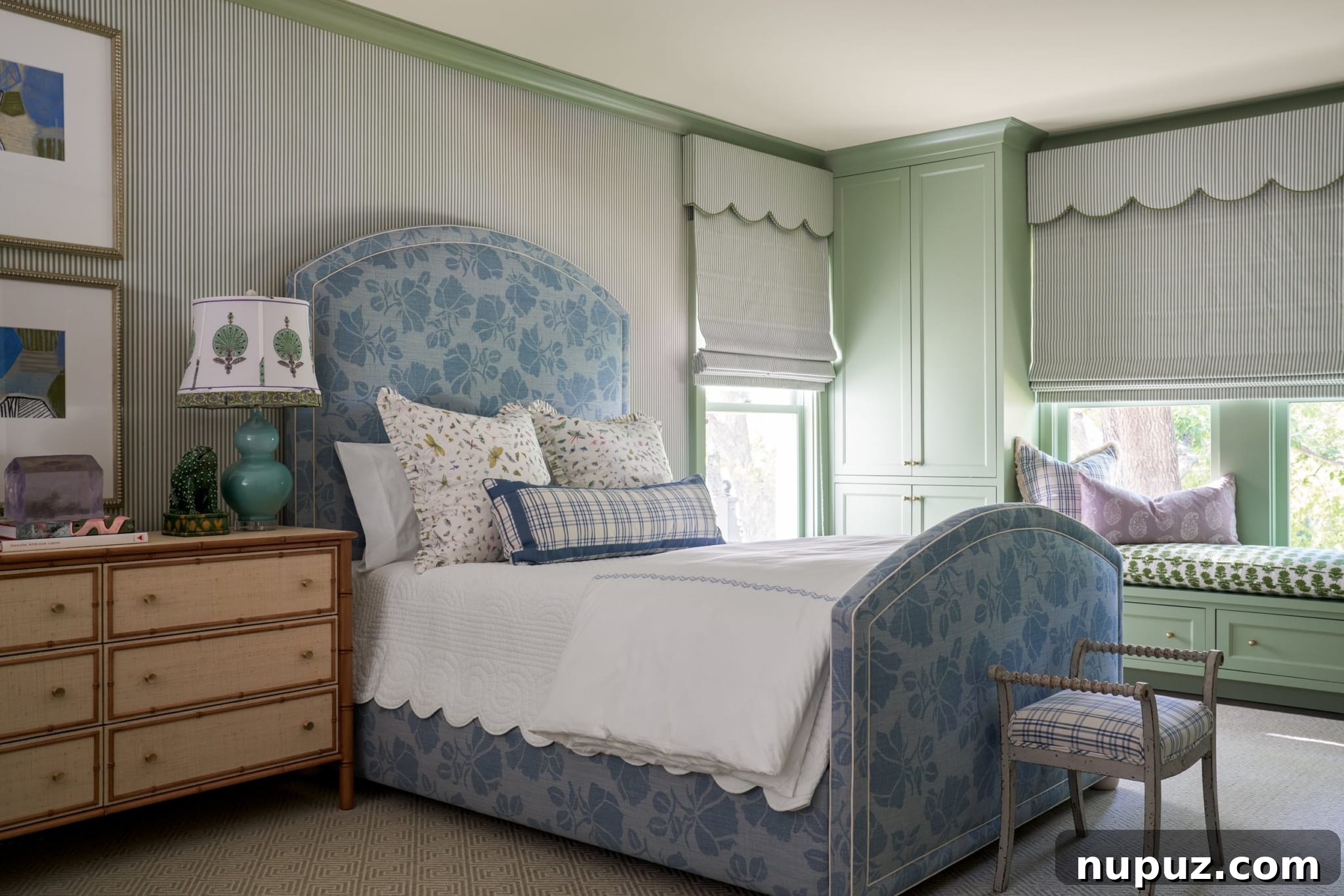Jenkins Interiors Curating Your Dream Sleep Sanctuary 3 Another exquisite bedroom by Jenkins Interiors, showcasing thoughtful layering and a serene atmosphere. This space features a soft, inviting bed with ample pillows and sophisticated decor, epitomizing a true sanctuary. Nathan Schroder Photography.