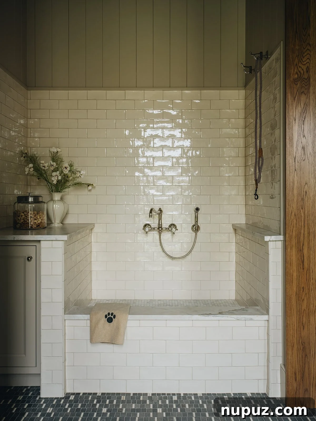 Inside a Modern River House: Jean Stoffer Design Tour 17 Dog bath and utility details in the modern river house