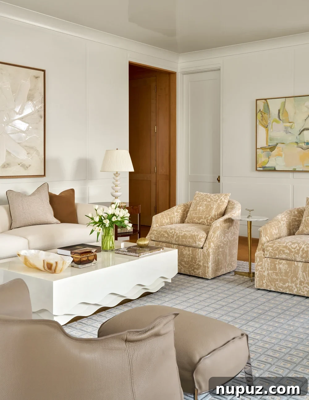 With the right texture, stones, statement lighting, and fabrics, a serene room takes shape. Take a look at warm neutral living room ideas that remain timeless.