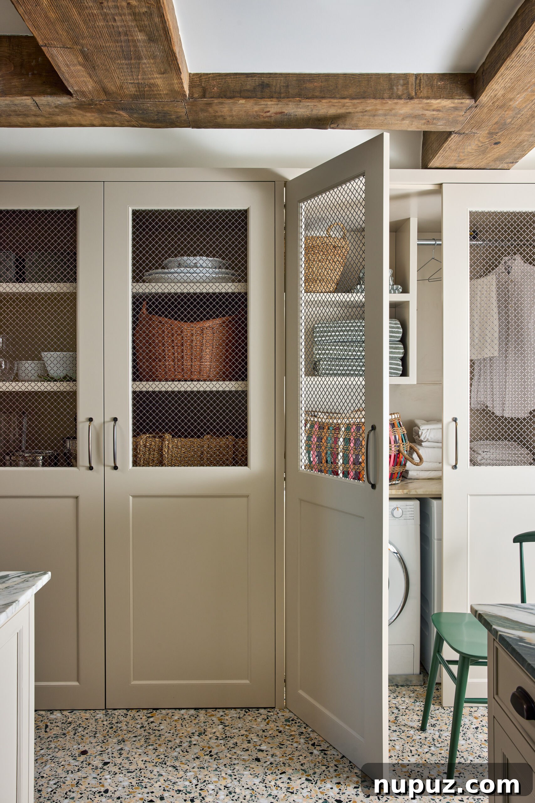 Kitchen with layered lighting and seating