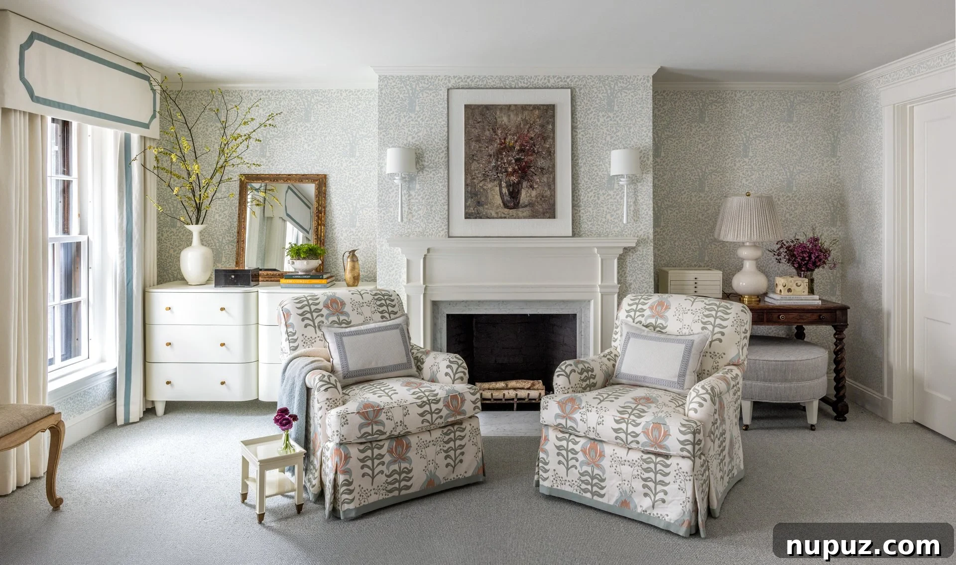 Interior photography by Liz Daly highlighting a calm and stylish living space designed by Honey Collins
