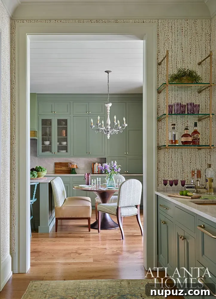 Green bar with brass shelving