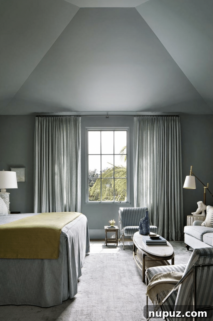 Mooday blue bedroom in this Windsor, Florida home