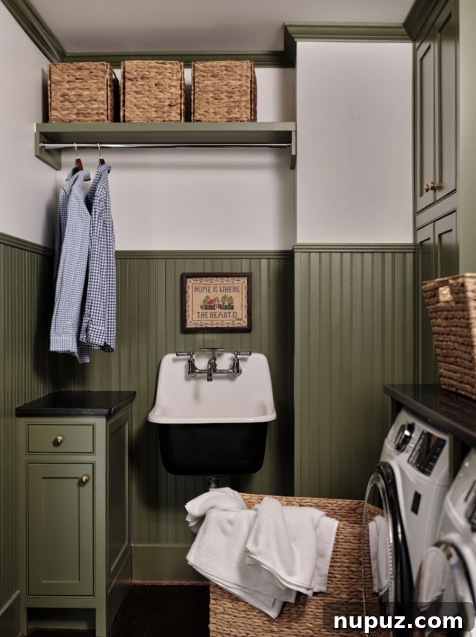 Sage green mudroom