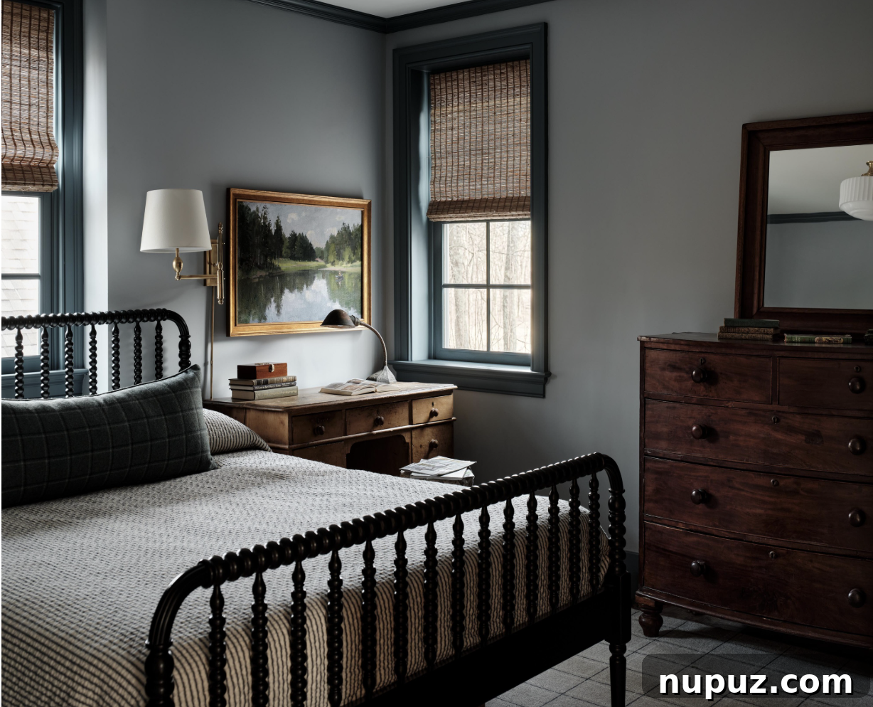 Moody blue bedroom