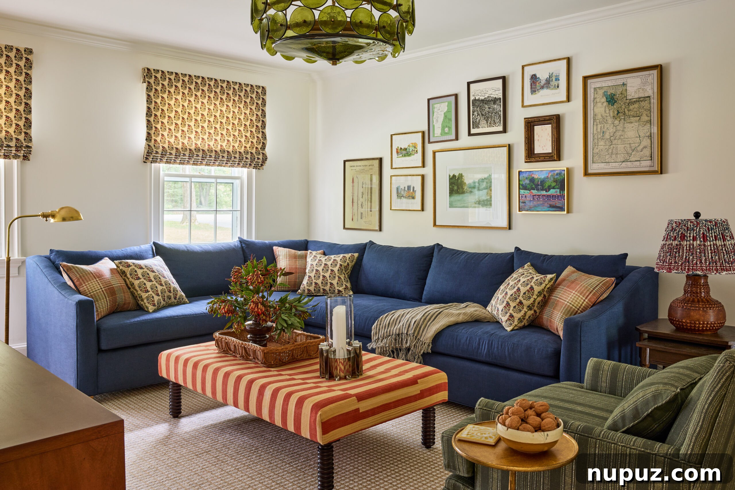 Adore this living room with the gallery wall above the sofa and the sectional sofa