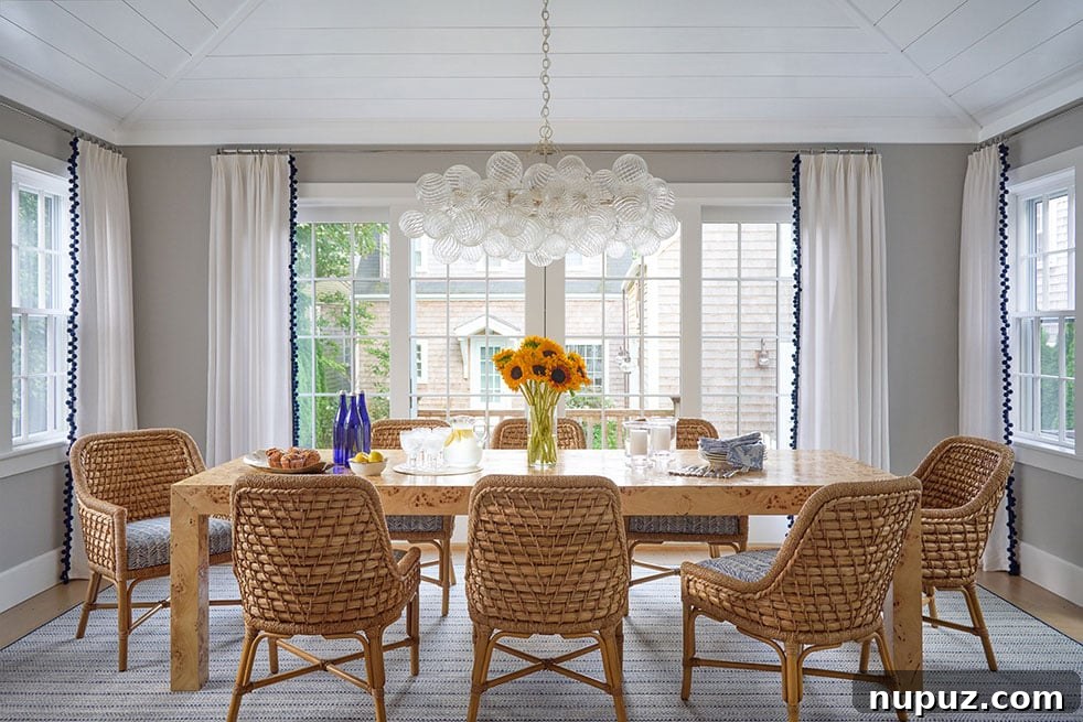 Dining area with bold painted floors