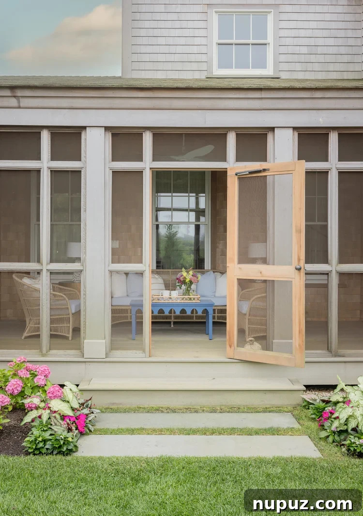 Screened porch on the Nantucket home