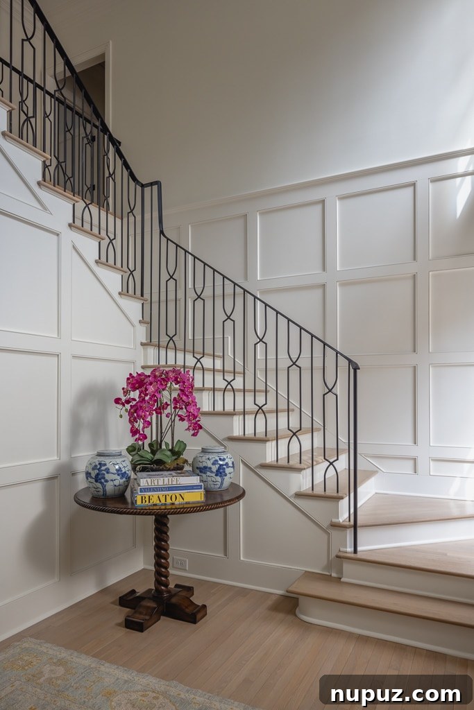 Entry hall with iron stair rail, Alexa Stevenson Interior Design project