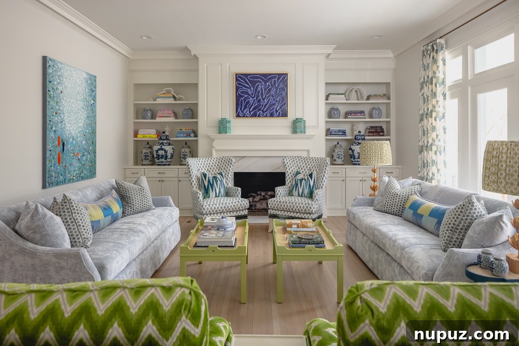 Living room with layered fabrics and classic furnishings